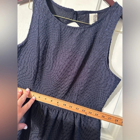 BIRDCAGE Anthropologie Navy Blue Sleeveless Cocktail Dress LARGE Back Cut Out - Picture 5 of 14